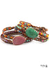 Boho Bracelet, RH 5 Layers Leather Wrap Bracelet, Mixed Natural Stones & Crystal Stone Blue
